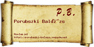 Porubszki Balázs névjegykártya